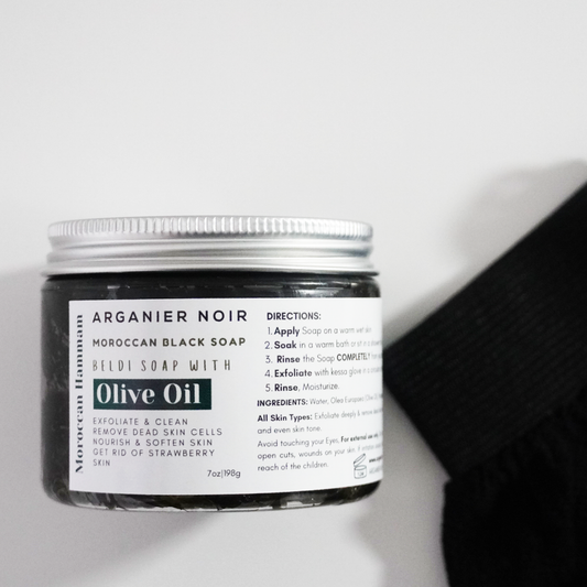 Moroccan Black Soap Olive Oil and Kessa Glove
